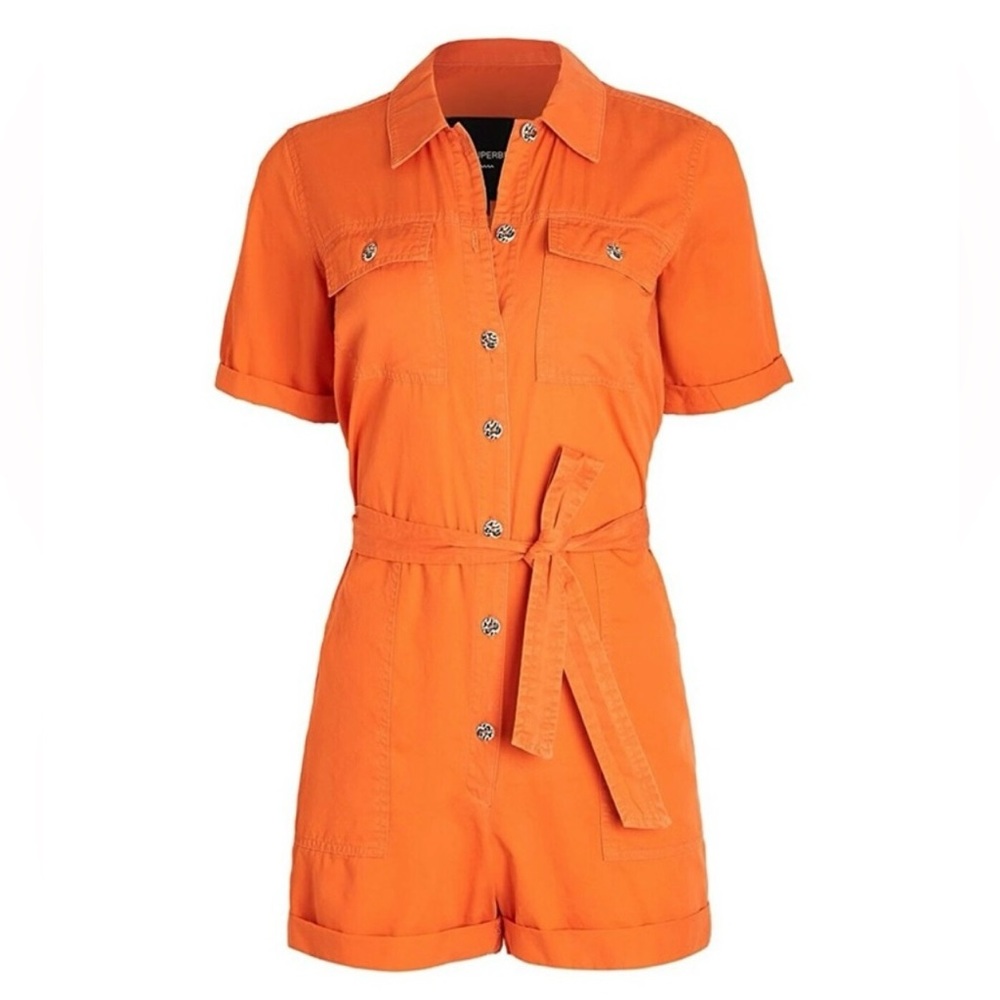 Le Superbe Kelly Bag Utility Romper Orange Women’s Size 10